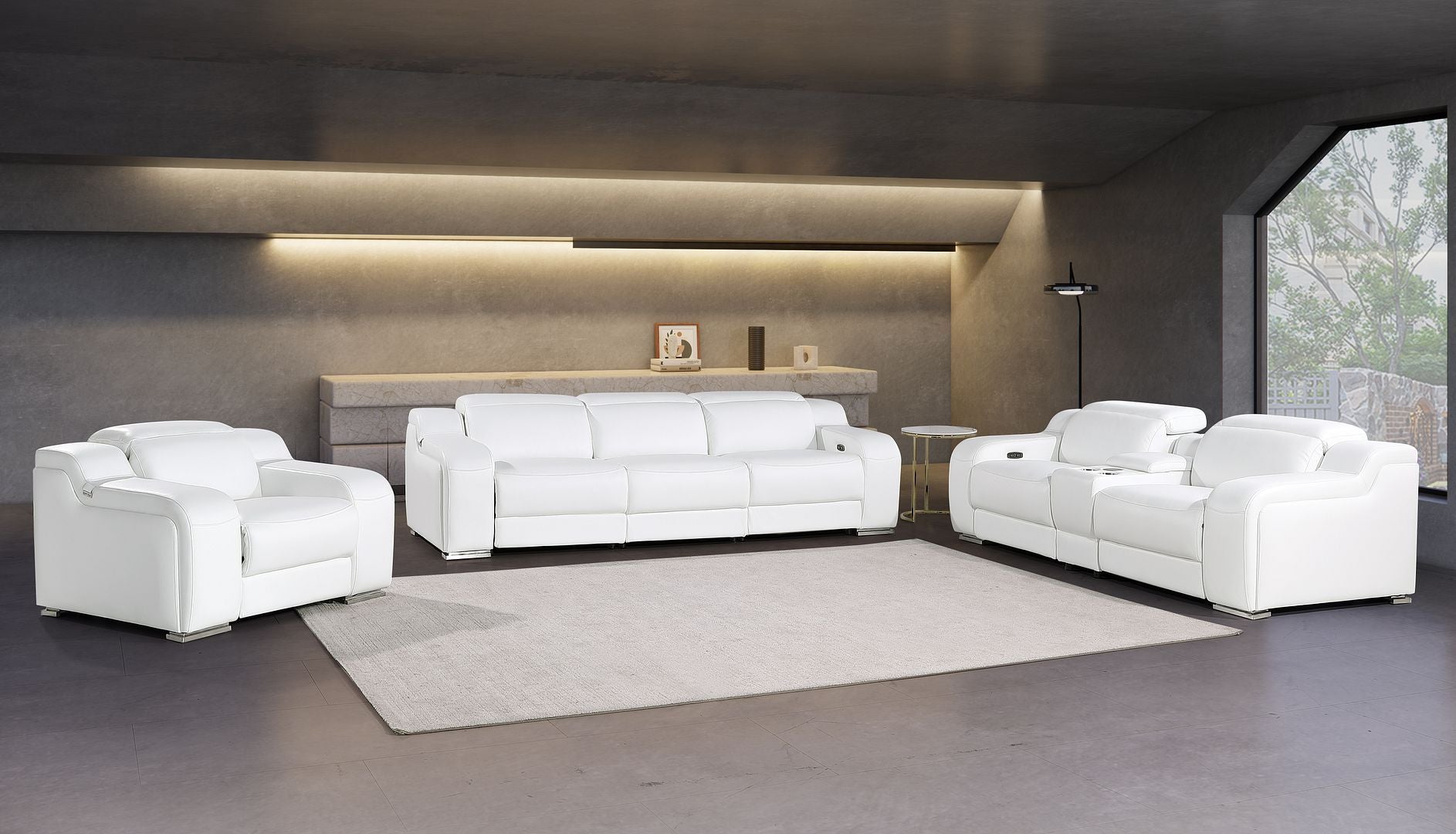 1116 - 7-Piece Modular Power Reclining Sofa, Loveseat & Chair Set In With 5 Power Recliners & Power Headrests