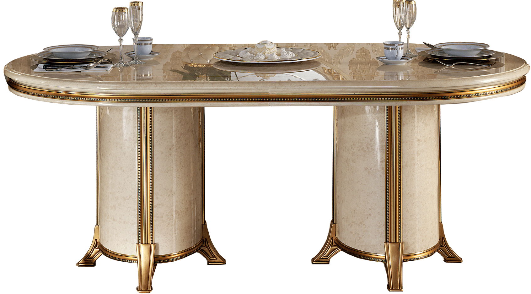 Melodia - Dining Table - Beige / Gold