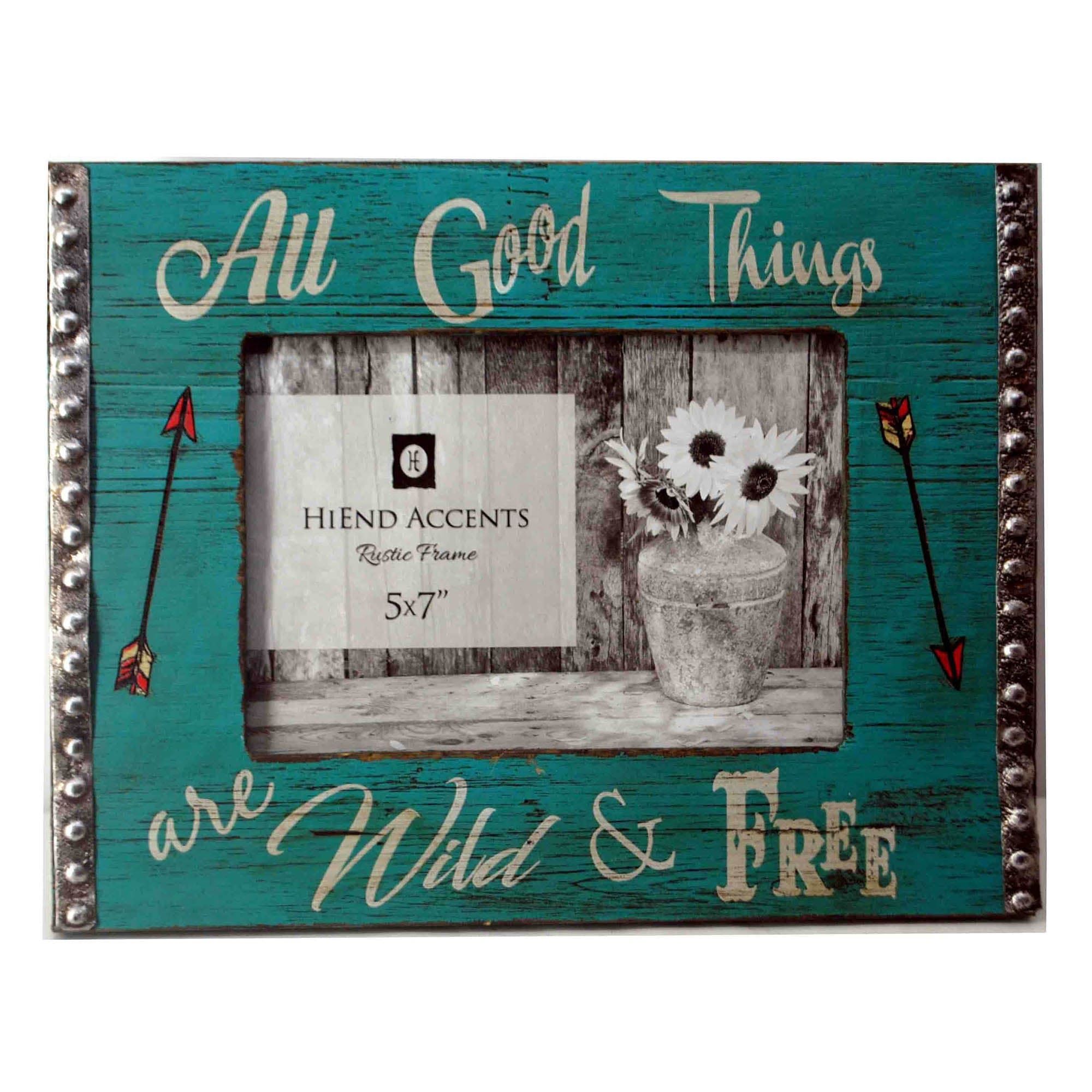 Picture Frame - 5" x 7" All Good Things Wooden Picture Frame 4 Per Carton - Turquoise