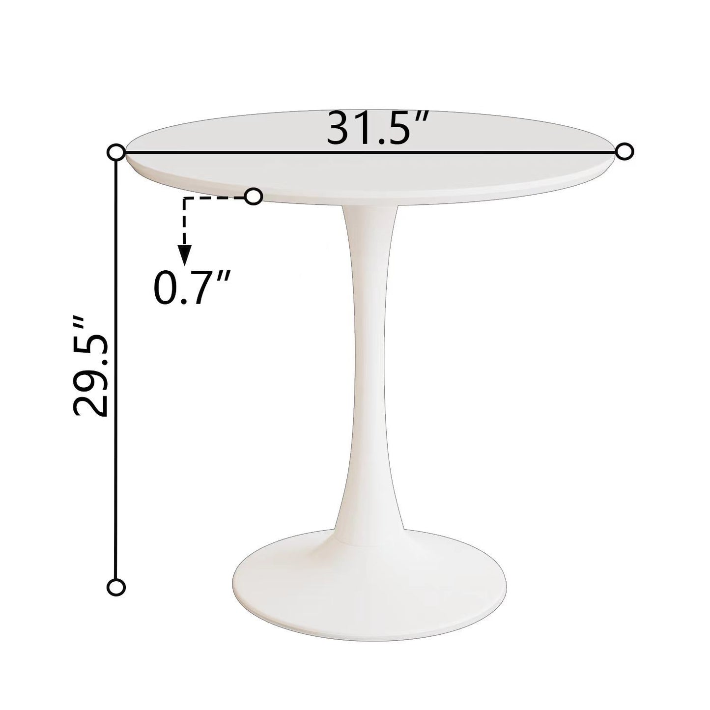 Mid-Century Round Dining Table With Pedestal Base For 2 - 4 People