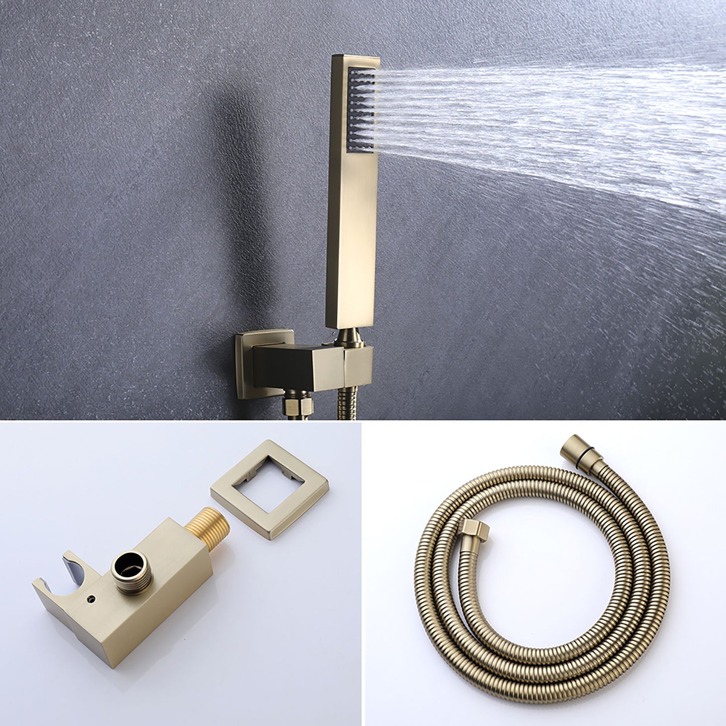 12" Ceiling Mount Shower System With Rain Mixer And Handheld Shower