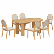 Oval Dining Table Set For 6 With 6 Upholstered Chairs
