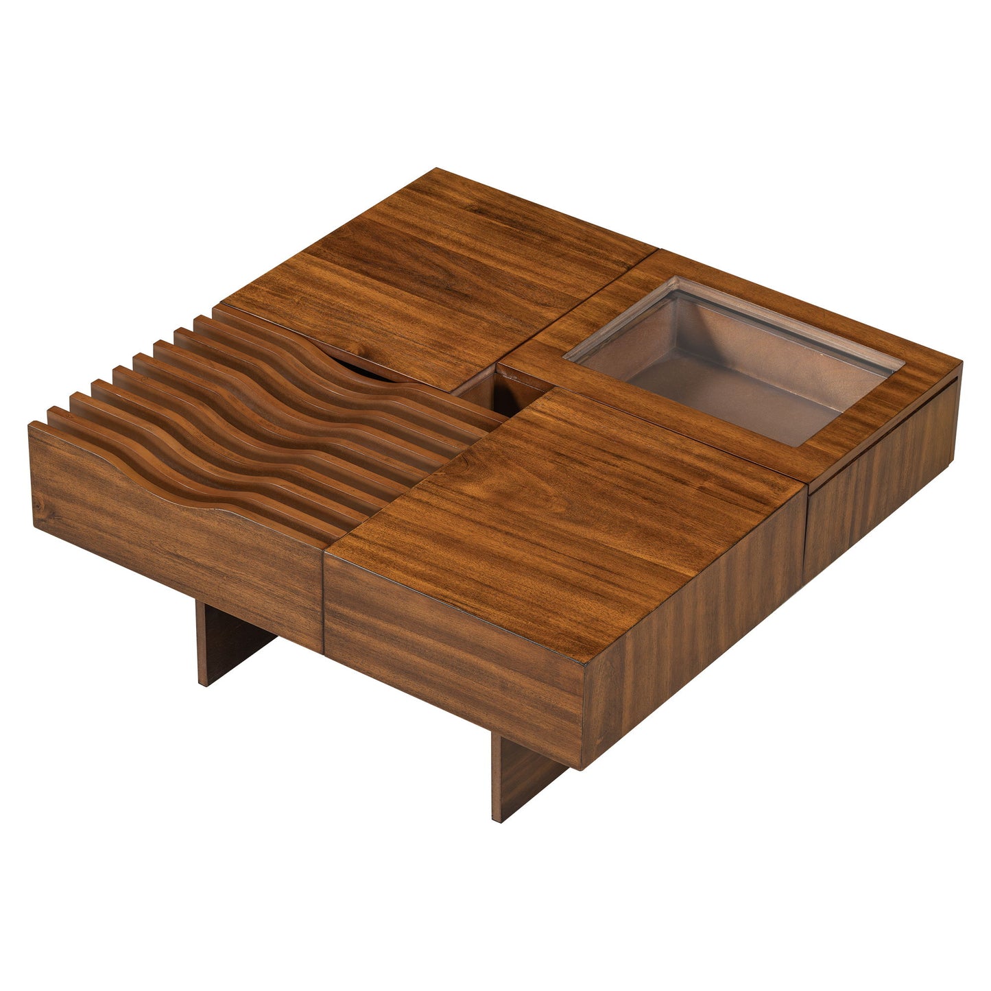 Unique Square Coffee Table With 3 Drawers