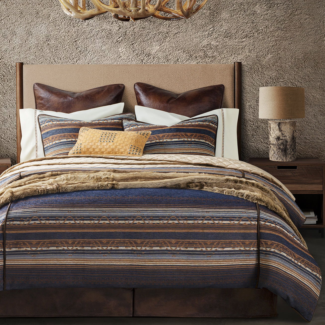 Estes - Twin Chenille Comforter Set (Set of 2) - Blue