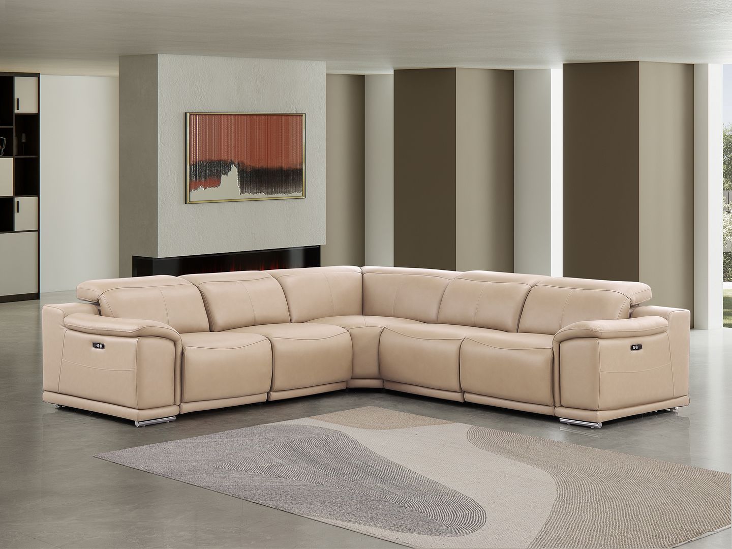 2679 - 5-Piece L-Shaped Power Reclining Sectional In Genuine Leather (3 Recliners)