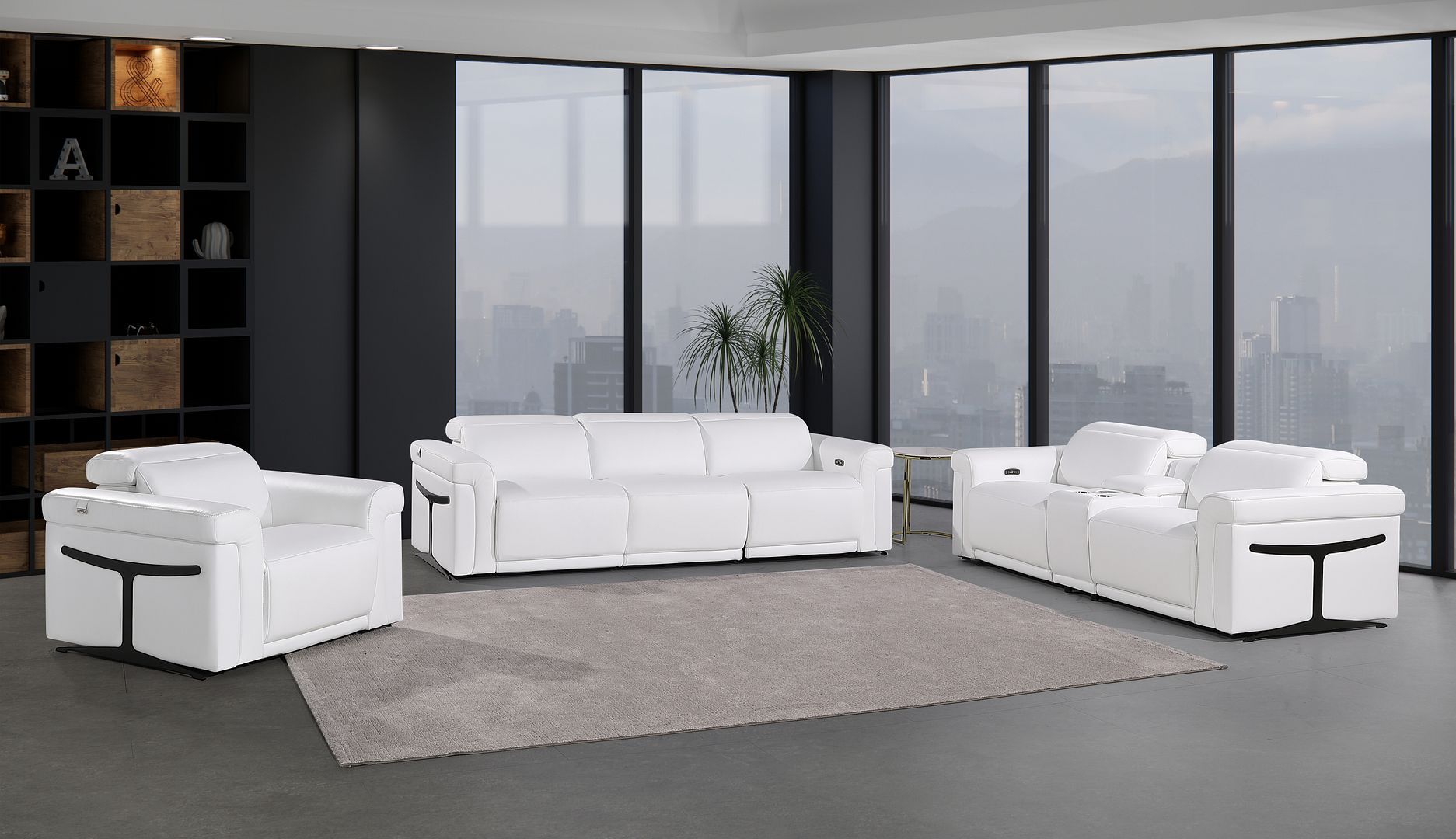 1126 - 7-Piece Modular Power Reclining Sofa, Loveseat & Chair Set In With 6 Power Recliners & Power Headrests