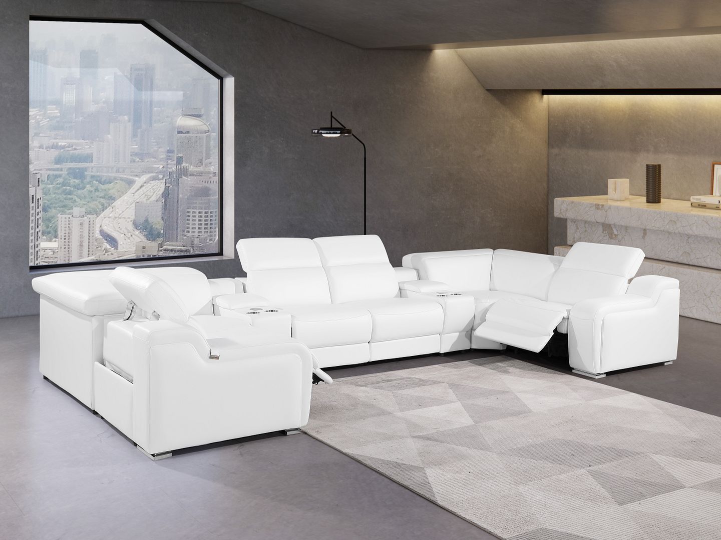 1116 - 8-Piece U-Shaped Sectional Sofa In With 2 Power Recliners & Power Headrests