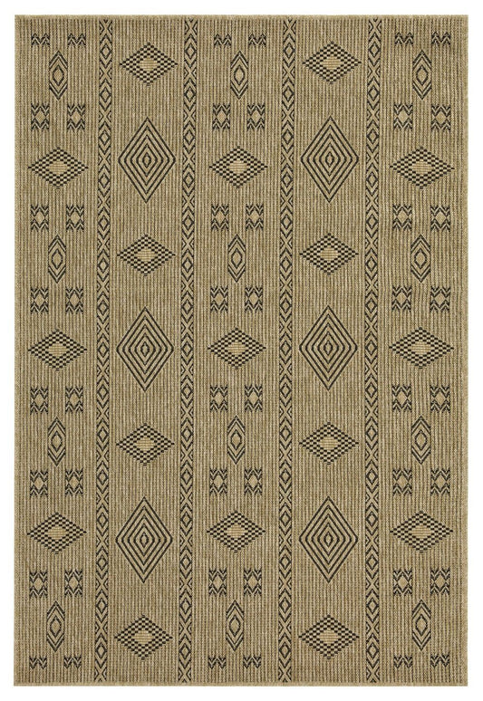 Earth - 5'3" X 7'3" Indoor, Outdoor Area Rug Polypropylene - Jute / Black