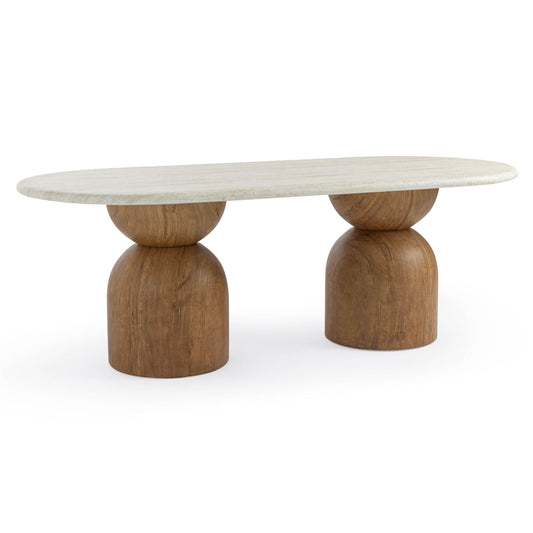 Cynthia - 87" Indoor / Outdoor Long Dining Table - Brown / Travertine