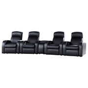 Greenfield - 4 Seater Home Theater With Wedge Console Recliners With Built In Storage And Cup Holders - Black