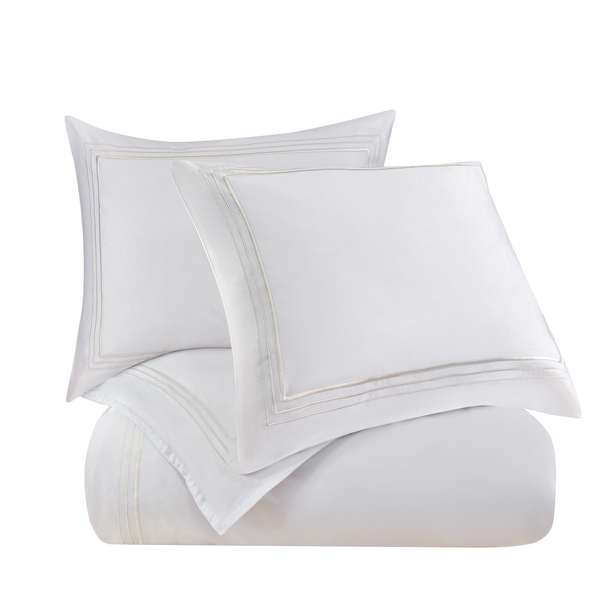 Border Embroidery - King Duvet Cover Set (Set of 3) - White