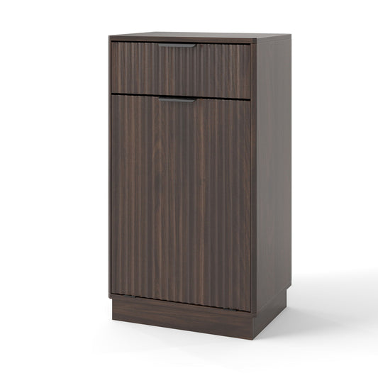 Tilt Out Trash Can Cabinet With Wave Textured Drawer & Pull Out Bin