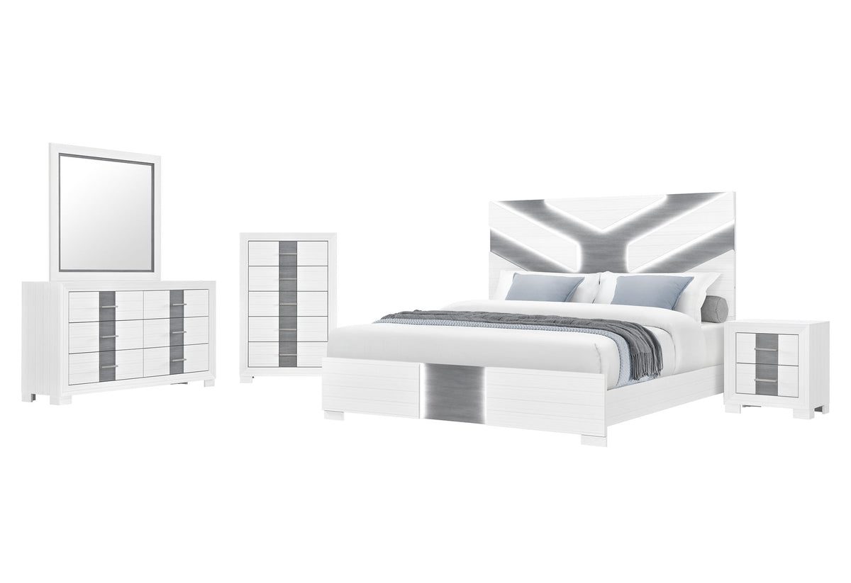 Optimus - 5 Piece Full Bedroom Set - White