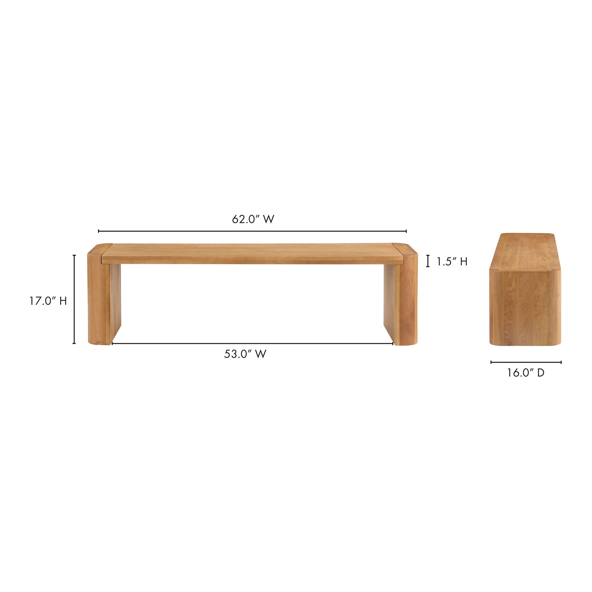 Post - Small Dining Bench - Natural