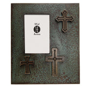 Picture Frame - 4" x 6" Distressed 3-Cross Picture Frame  - Turquoise