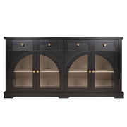 Sideboard Cabinet With 4 Drawers And 4 Arched Glass Doors