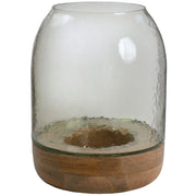 Jacinto - Hurricane Wooden Base - Medium Brown And Clear Glass