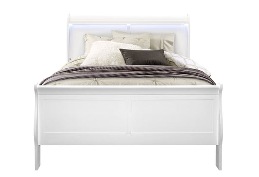 Charlie - Full Bed With LED - White