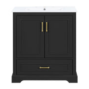 Bathroom Vanity With Sink, 1 Divided Drawer And 2 Soft Close Doors With Double Shelf
