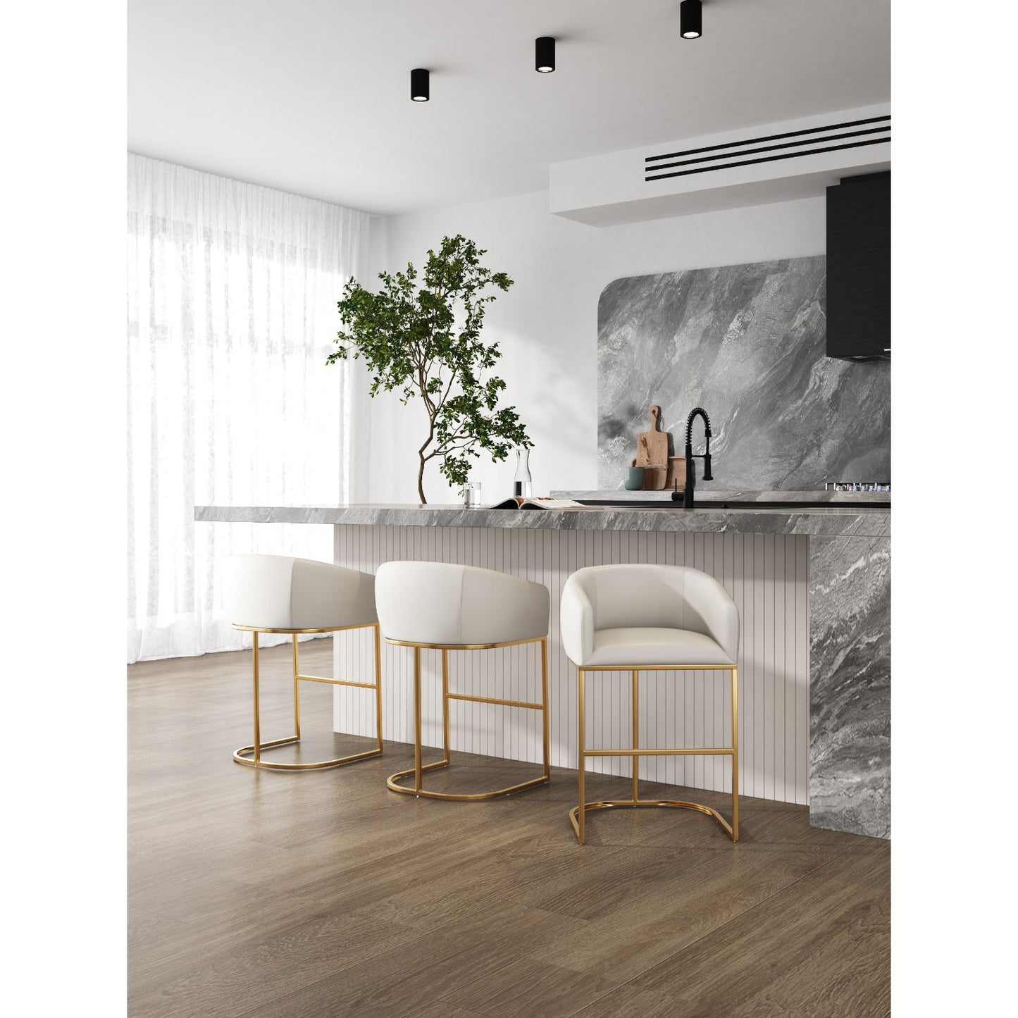 Mid-Century Modern Stool With Steel Base