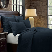 Diamond Linen - King Linen Cotton Diamond Quilt Set (Set of 3) - Navy