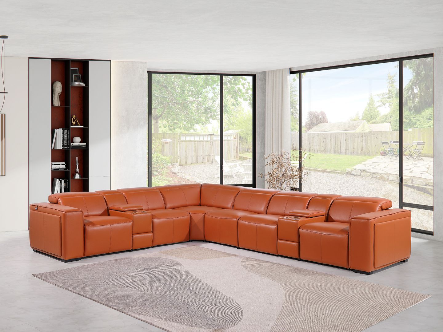 1224 - 8-Piece L-Shaped Sectional Sofa In With 4 Power Recliners & Power Headrests