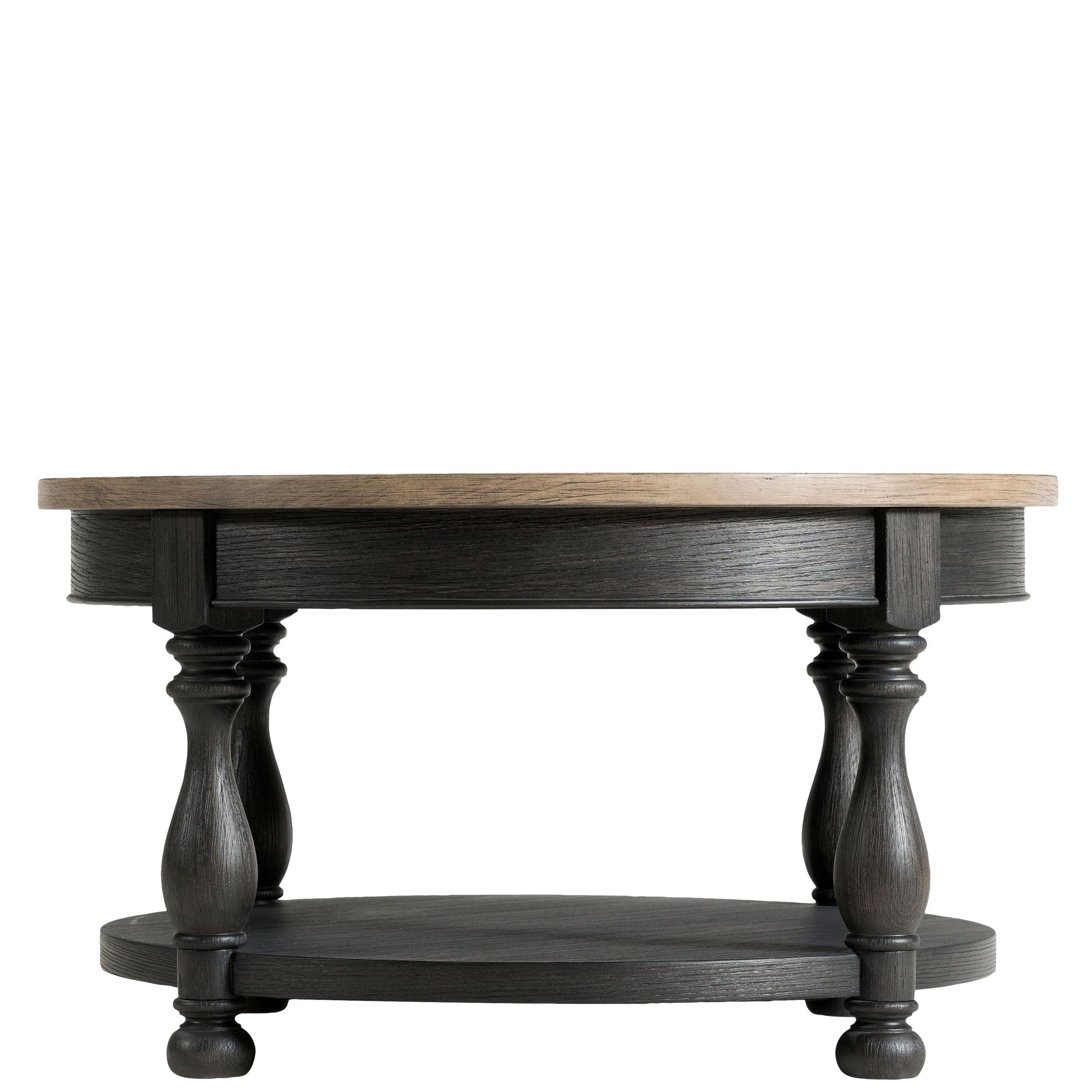 Barrington - 2 Tone Round Cocktail Table - Antique Oak / Matte Black