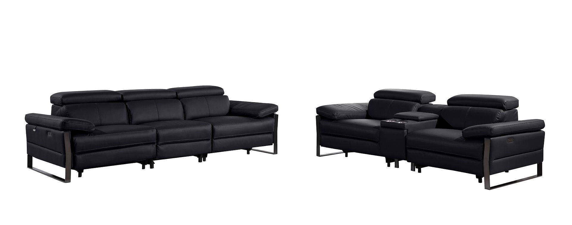 1246 - Modular Power Triple Reclining Sofa And Console Loveseat Set With Power Headrests