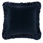 Stella - Faux Silk Velvet Ruffled Euro Sham - Midnight Blue