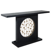 Console Table With Circular Art Decor For Living Room - Multi