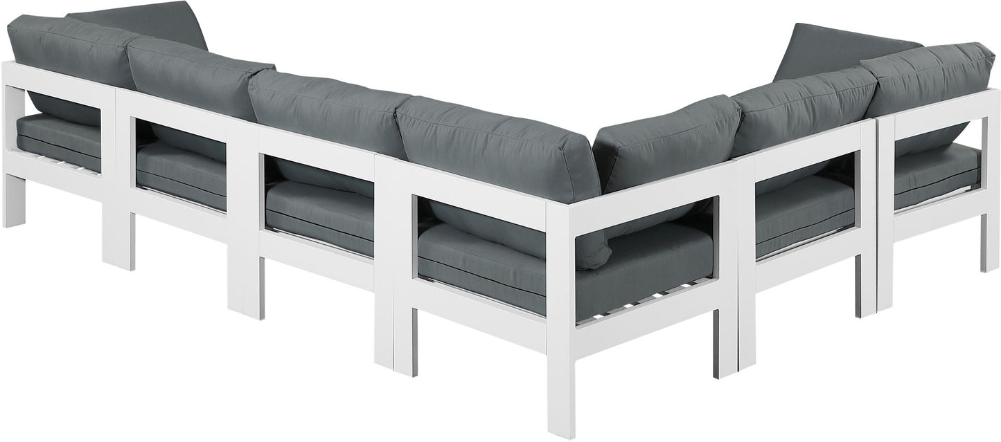 Nizuc - Outdoor Patio 6 Piece Modular Sectional With White Frame