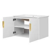 Bathroom Vanity With Sink, Rectangular Storage Cabinet With 2 Soft Closing Doors