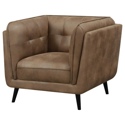 Thatcher - Upholstered Tuxedo Arm Tufted Accent Chair - Brown