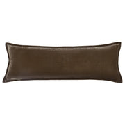 Stella - Faux Silk Velvet Long Lumbar Pillow - Green Ochre