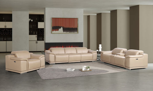 2679 - Power Reclining Sofa, Console Loveseat & Chair Set In Genuine Leather (5 Recliners)