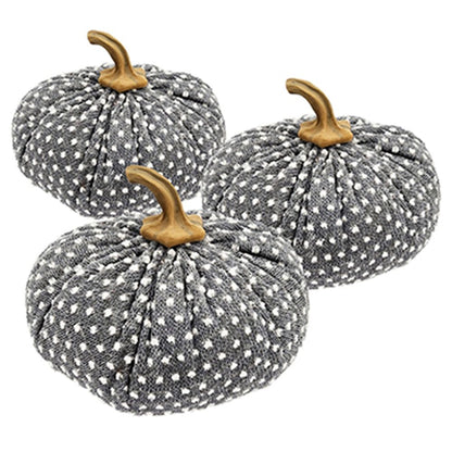 Pumpkin Ornament Decor For Holiday Harvest Festival Fall Festival & Thanksgiving (Set of 3) - White / Gray