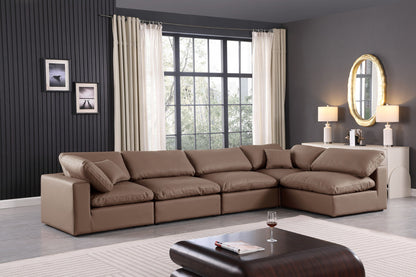Comfy - 5 Piece Faux Leather Modular Sectional