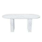 Oval Dining Table With Wood Strip Base