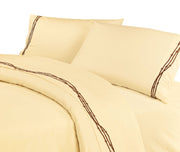Rustic Barbwire - Queen 350TC Barbwire Embroidered Sheet Set (Set of 4) - Cream