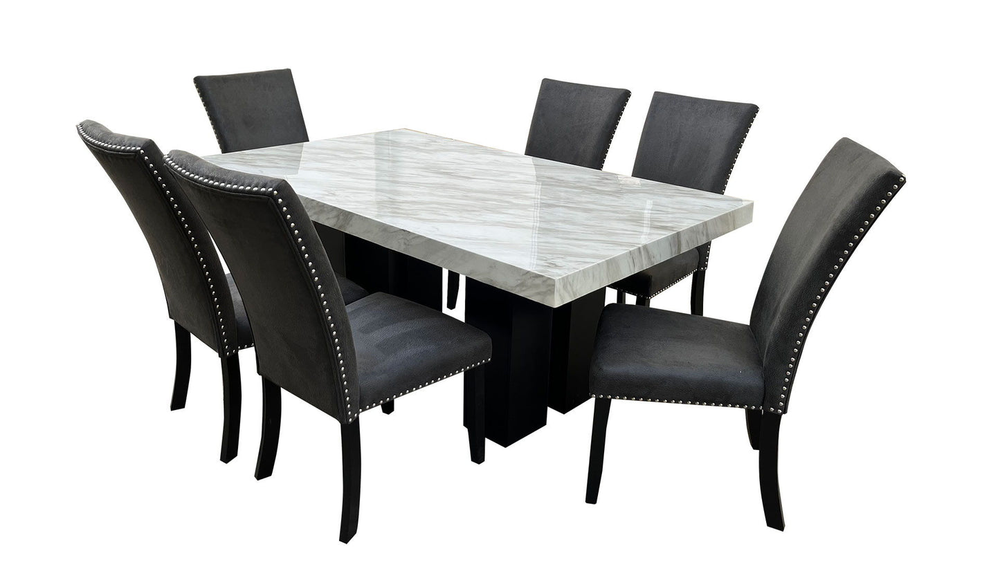 D02 - 7 Piece Dining Room Set (Dining Table And 6 Dinning Chairs) - Black