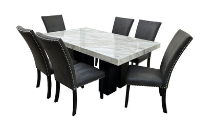 D02 - 7 Piece Dining Room Set (Dining Table And 6 Dinning Chairs) - Black