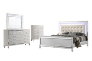 Valentino - Queen 4 Piece Bedroom Set(Bed, Dresser, Mirror, Chest) - White