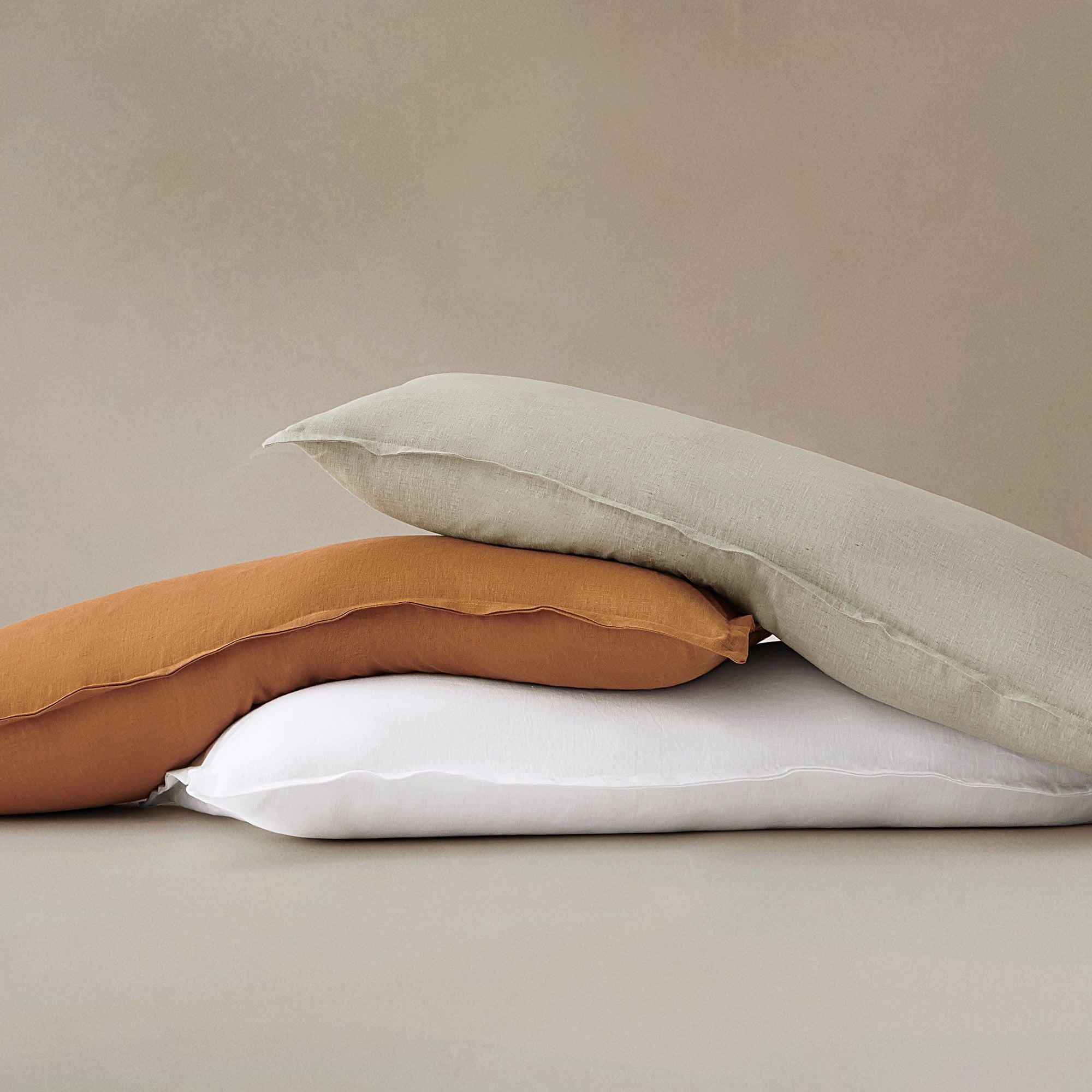 100% French Flax Linen - Long Lumbar Pillow - White