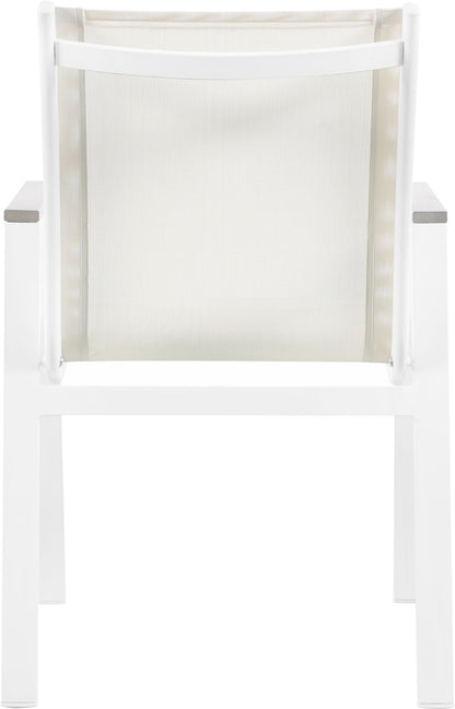 Nizuc - Outdoor Patio Dining Arm Chair With White Frame And Gray Arms (Set of 2)