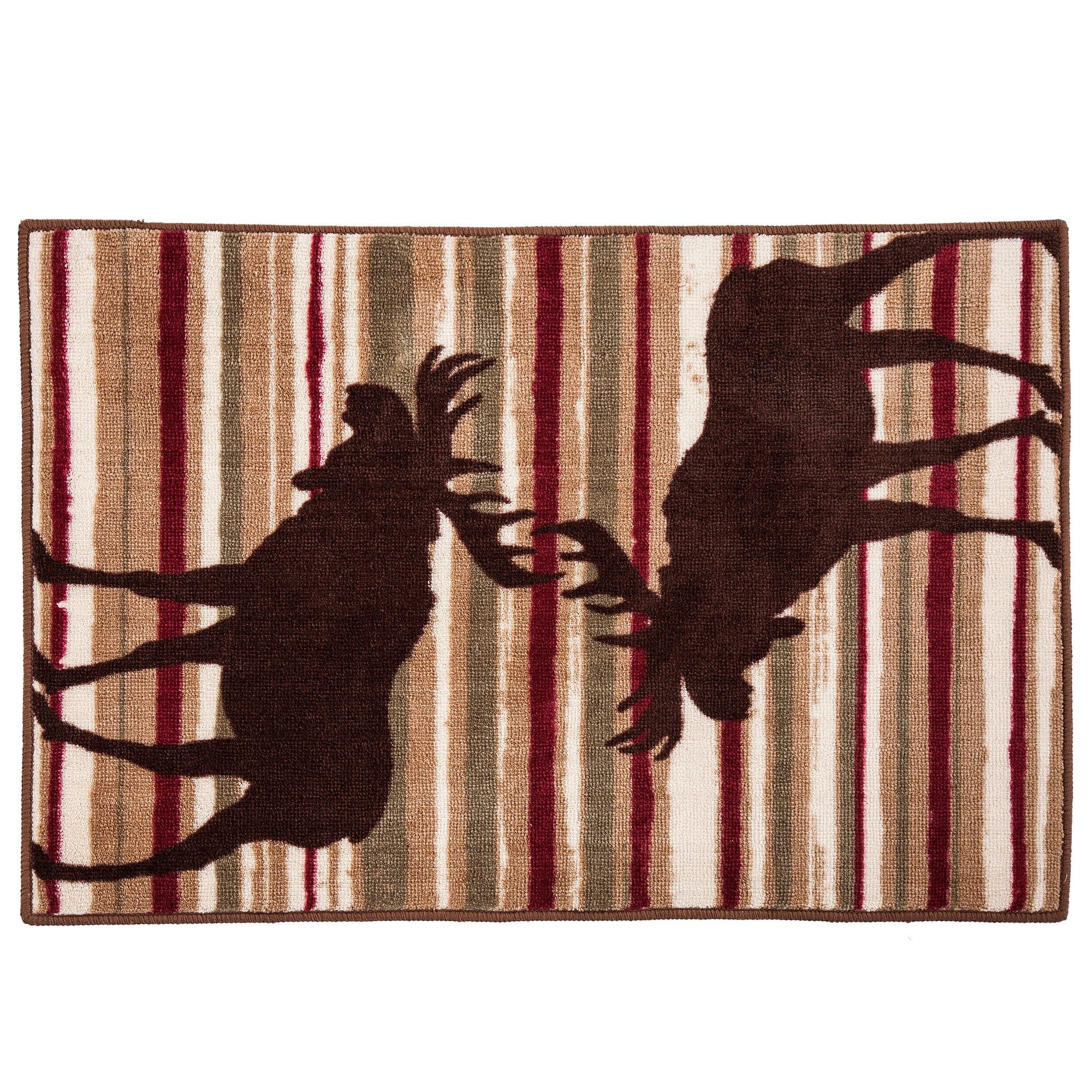 Moose - Stripe Rug 2 Per Carton - Brown / White / Red