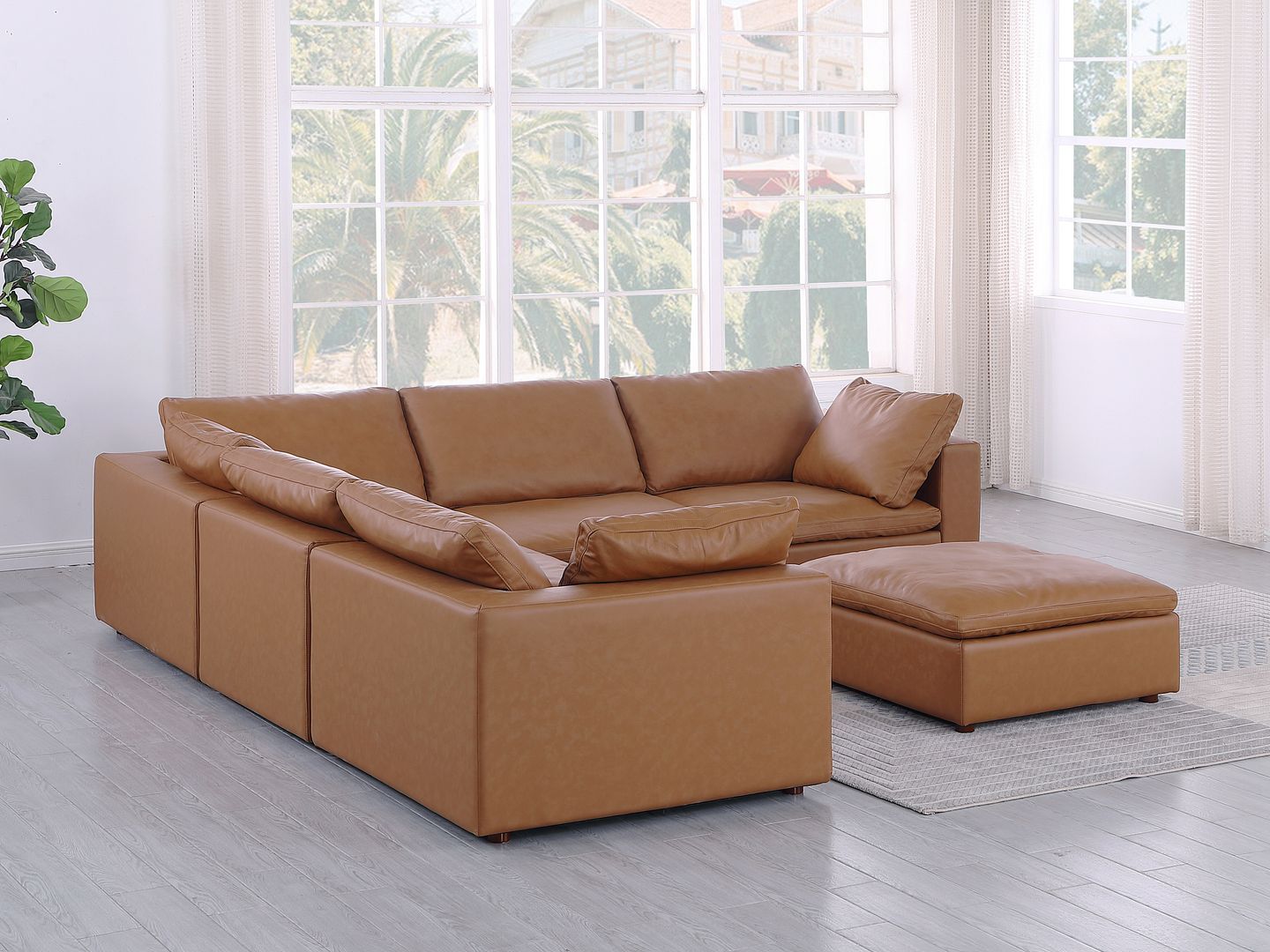 1100 - 6-Piece L-Shaped Sectional (Top-Grain Italian Leather)