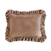 Stella - Faux Silk Velvet Ruffled Oblong Pillow - Dusty Rose