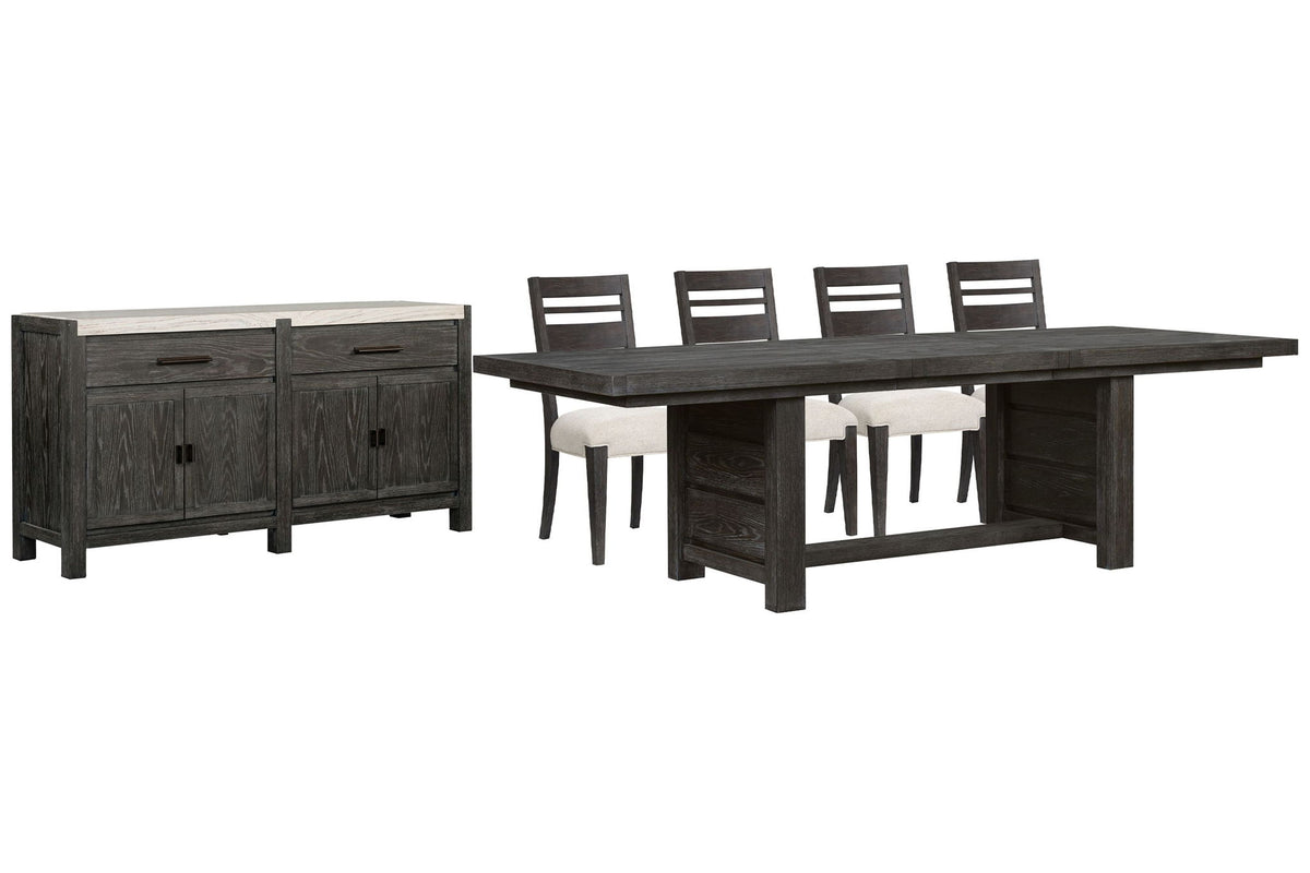 Plum Creek - 6 Piece Extendable Trestle Dining Table Set
