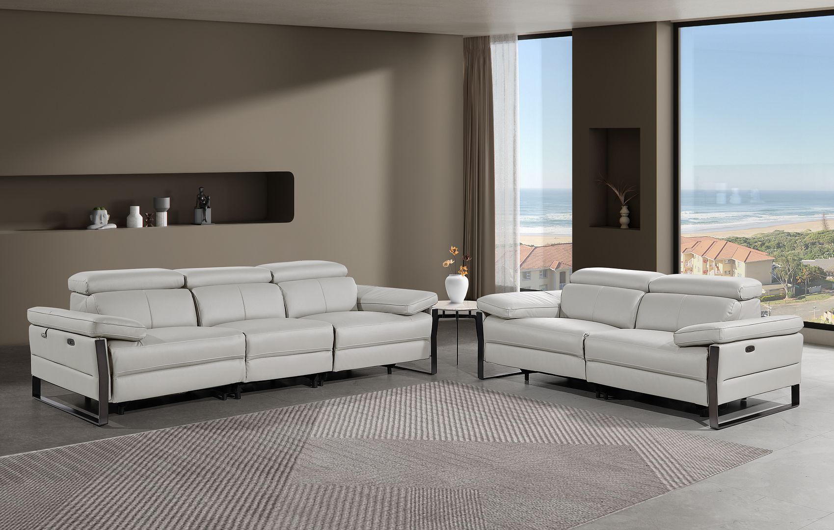1246 - Modular Power Dual Reclining Sofa And Loveseat Set With Power Headrests