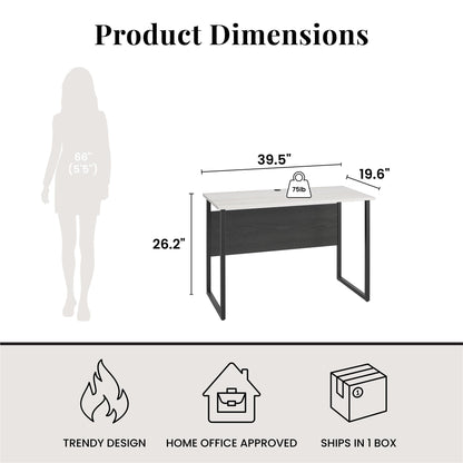 Sorina - Writing Desk - White / Light Oak